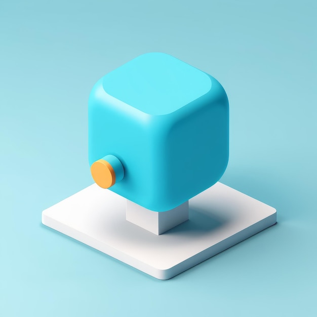 3D-weergave van blauw en wit rond icoon geïsoleerd op blauwe achtergrond 3D- weergave van blauwe en