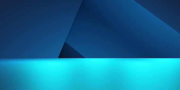 3D-weergave van blauwe abstracte geometrische achtergrond Cyberpunk concept Scène voor reclame tech