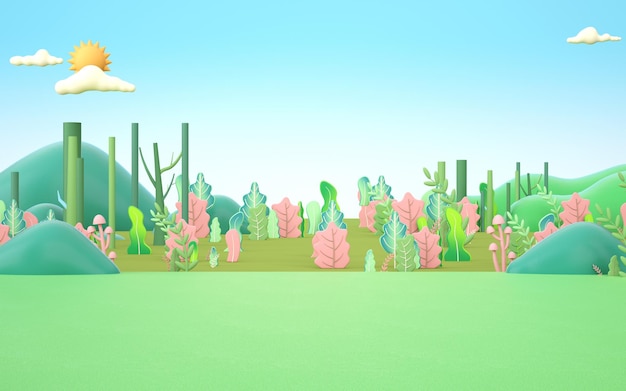 3D-weergave van Cartoon Forest