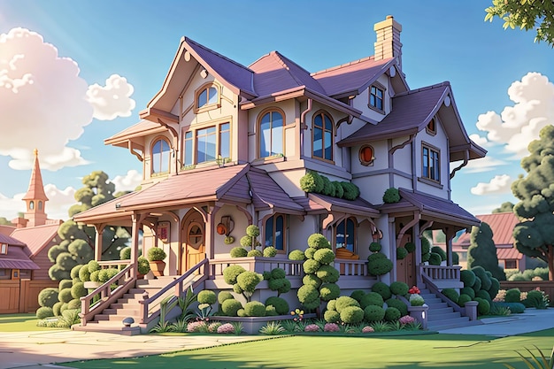 3D-weergave van cartoon huis3d huis