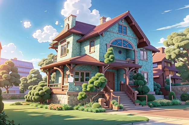 3D-weergave van cartoon huis3d huis
