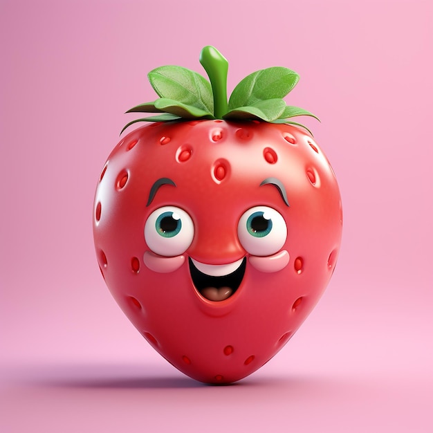 3D-weergave van cartoons zoals Strawberry