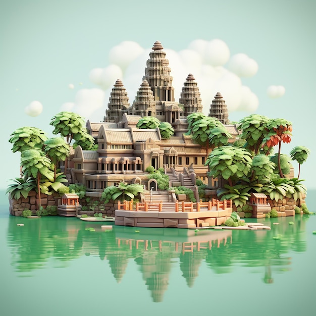 3D-weergave van de Angkor Wat