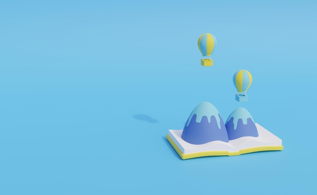 3D-weergave van de banner van de wereldboekendag met lege ruimte