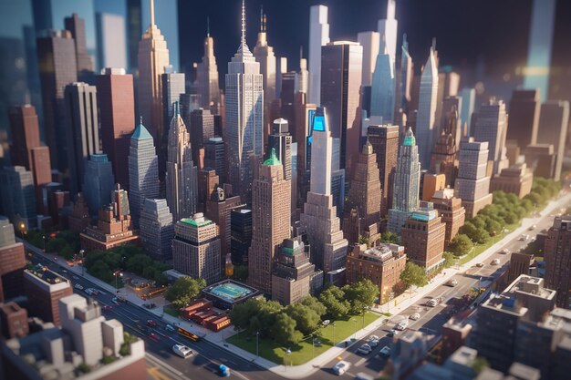 3D-weergave van de isometrische miniatuur van New York City