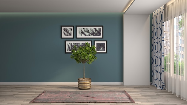 3D-weergave van de lege interieur kamer