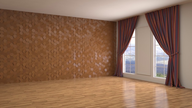 3D-weergave van de lege interieur kamer