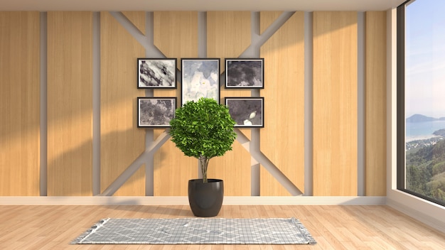 3D-weergave van de lege interieur kamer