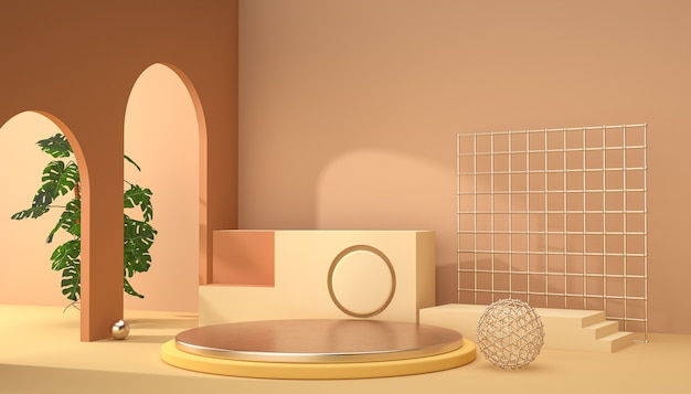 3D-weergave van een abstracte achtergrondscène voor productvertoning