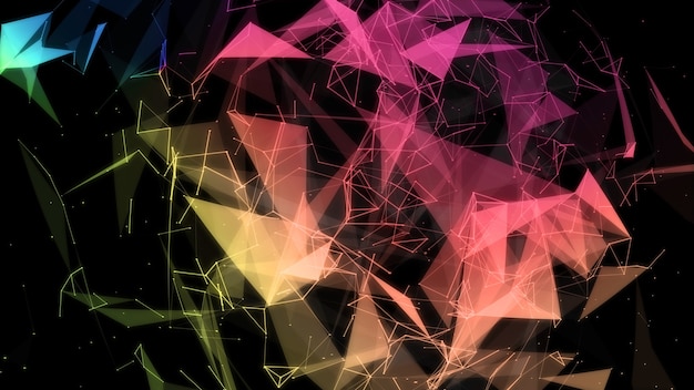 3D-weergave van een abstracte netwerkplexus Achtergrond voor wetenschappelijke en zakelijke technologieën