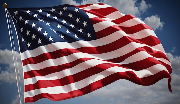 3D-weergave van een Amerikaanse vlag die in de wind waait Generatieve AI