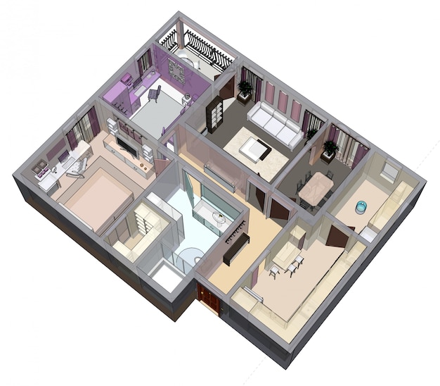 3D-weergave van een appartement