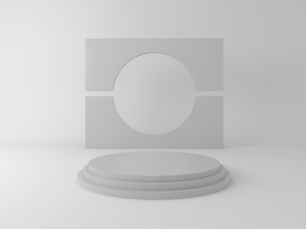 3D-weergave van een cirkelvormig podium voor het vertonen van het product en ruimte voor tekst in monochome