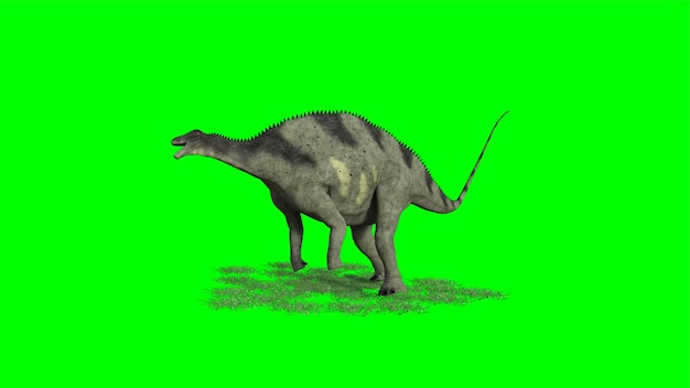 3D-weergave van een dinosaurus op groene achtergrond