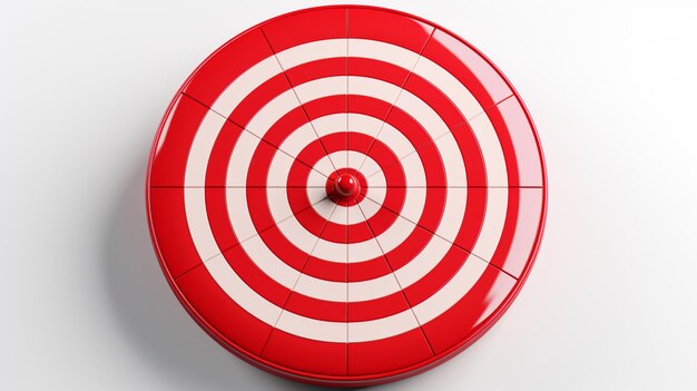 Foto 3d weergave van een doel met pijlen in het midden op witte achtergrond