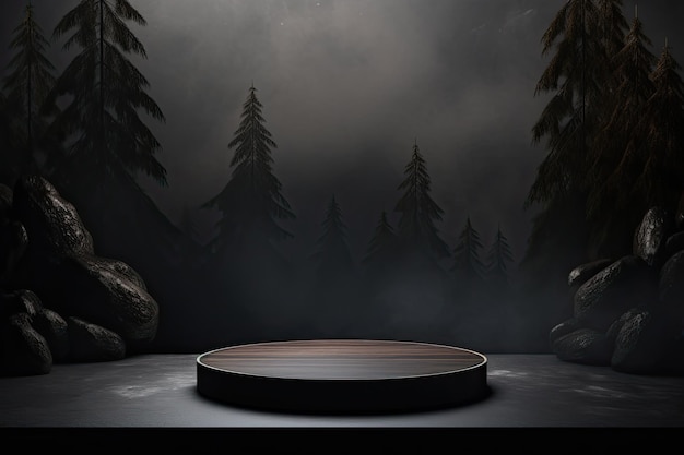 3D-weergave van een donker steengroen natuurproduct showcase luxe podium podium achtergrond mockup