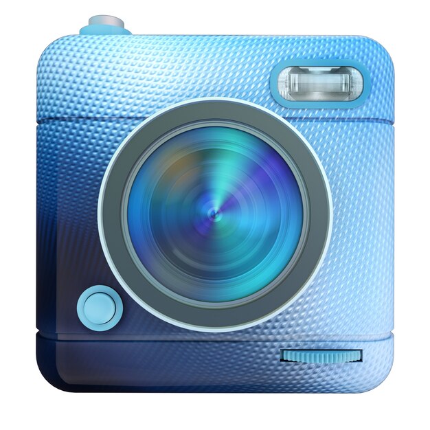 3D-weergave van een fotocamera-pictogram