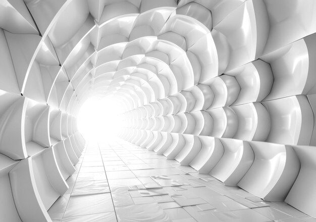 3D-weergave van een futuristische tunnel