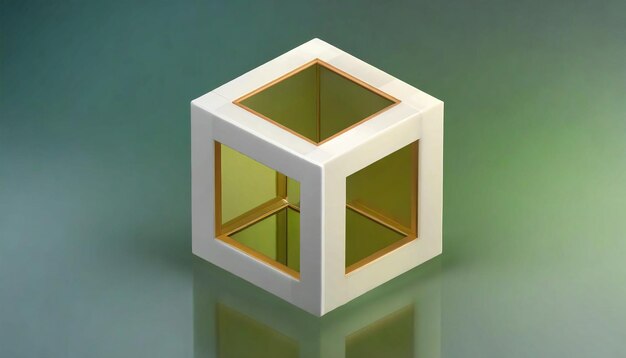 Foto 3d-weergave van een geometrische vierkante kubus