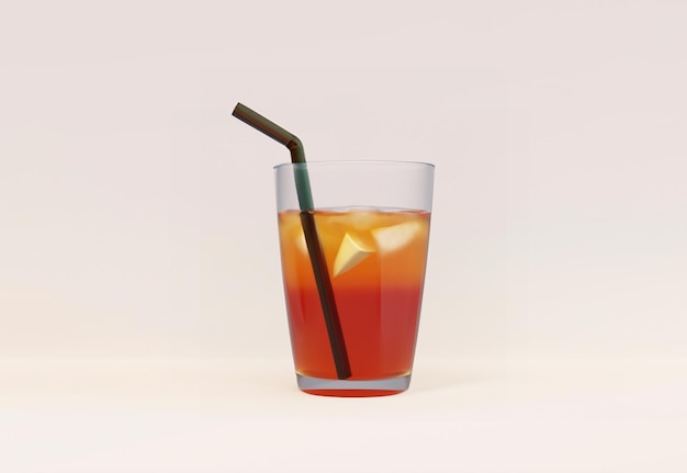 3D-weergave van een glas ijstee