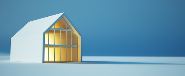 3D-weergave van een huis mock up
