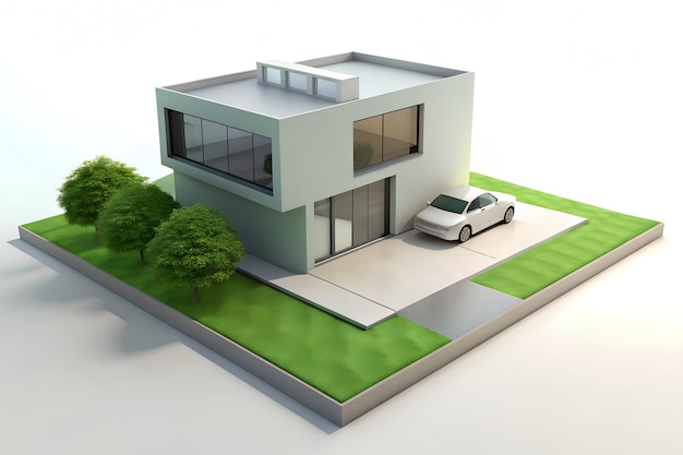 3D-weergave van een isometrisch huismodel