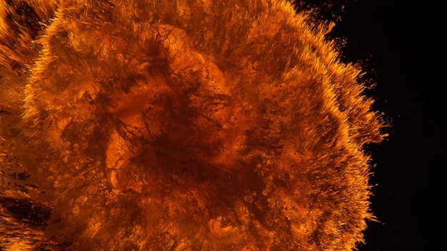 3D-weergave van een kleurrijke explosie Heldere en vurige kleurovergangen tijdens de explosiegolf