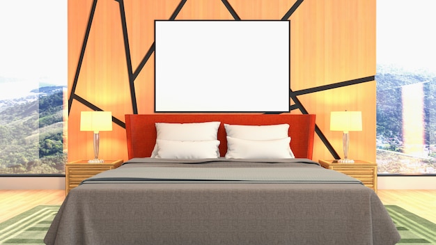 3D-weergave van een moderne slaapkamer