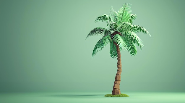 3D-weergave van een palmboom op een groene achtergrond De palmboom bevindt zich in het midden van de afbeelding en wordt omringd door een groene agtergrond
