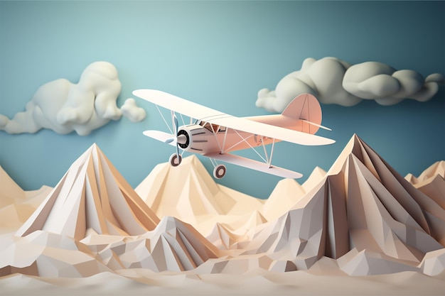 3D-weergave van een papieren luchtvliegtuig