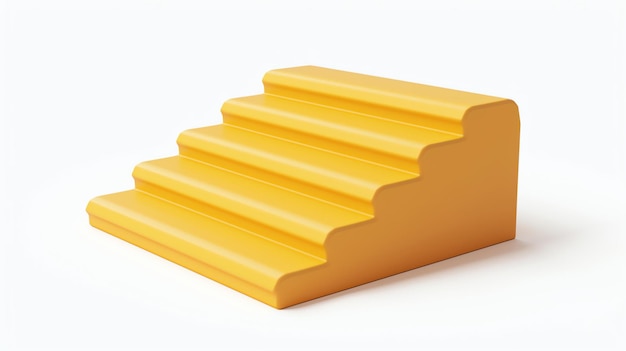 3D-weergave van een podium met vijf treden Het podium is geel en is geïsoleerd op een witte achtergrond