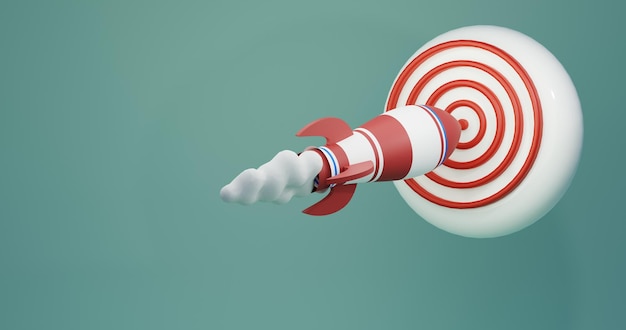 3D-weergave van een raket die zijn doel raakt