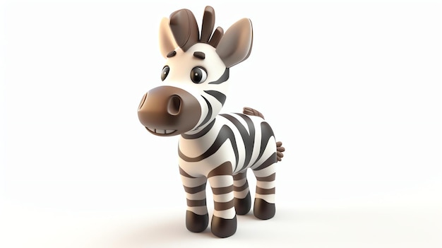 3D-weergave van een schattige en gelukkige zebra De zebra heeft een vriendelijke uitdrukking op zijn gezicht en staat in een speelse houding