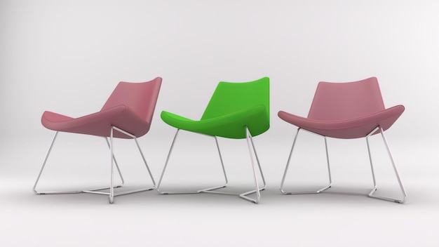 3D-weergave van een stoel geïsoleerd op studio achtergrond