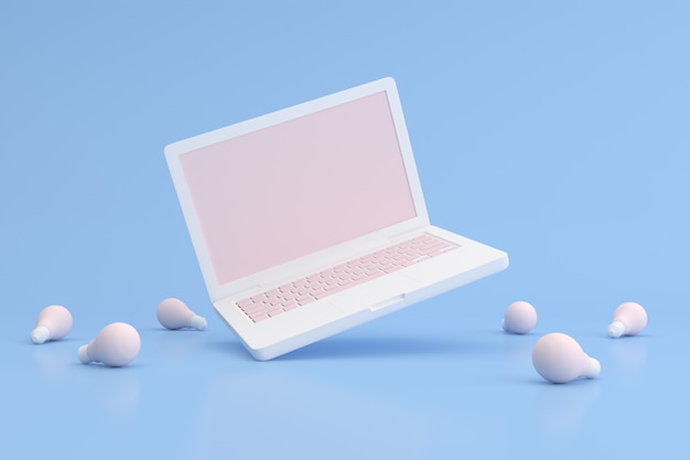 3D-weergave van een witte laptop