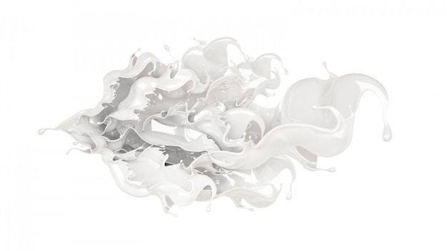 3D-weergave van een witte vloeiende plons