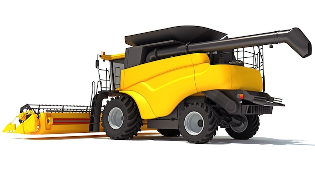 3D-weergave van Farm Combine Harvester op witte achtergrond