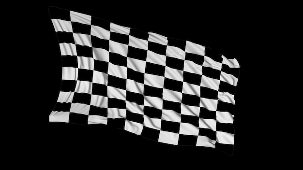 3D-weergave van geblokte vlag De stof ontwikkelt zich soepel in de wind