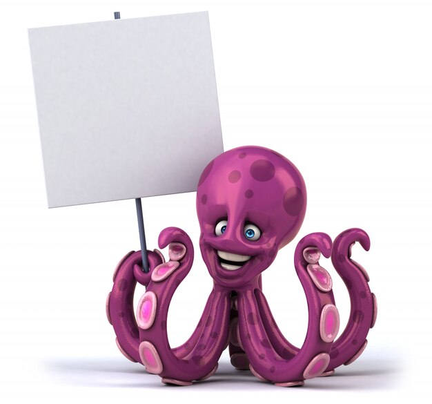 3D-weergave van grappige octopus