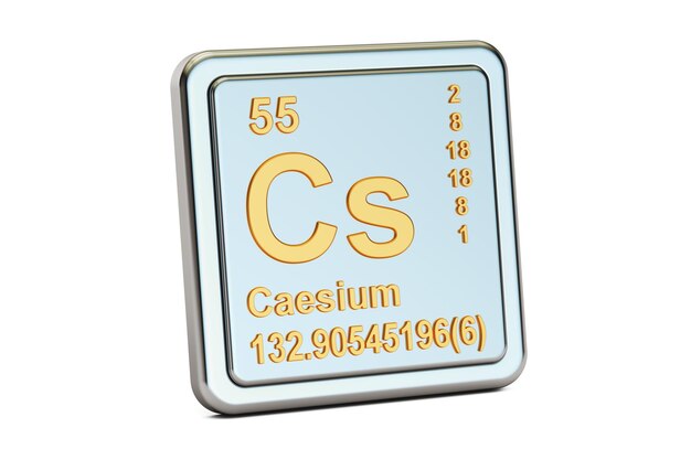 3D-weergave van het chemische elementteken cesium Cs