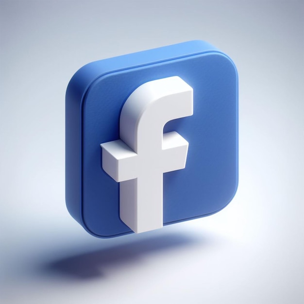 3D-weergave van het facebook-logo op een witte achtergrond