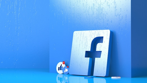 3D-weergave van het facebook-logo
