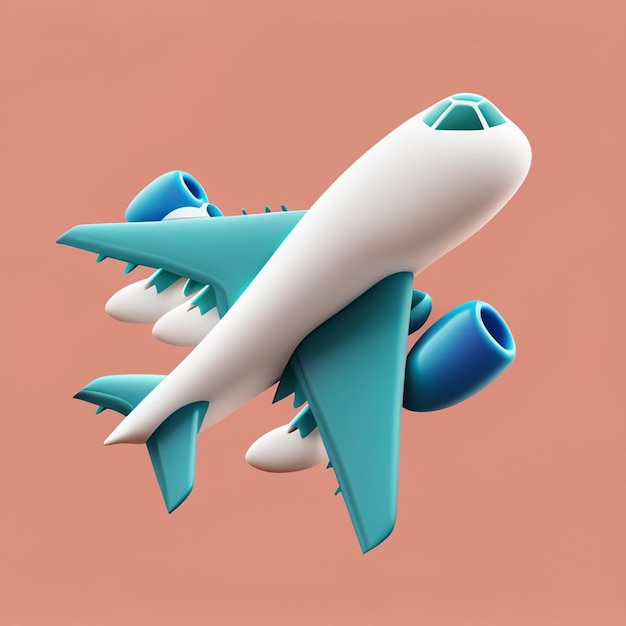 3D-weergave van het icoon van een vliegtuigreis
