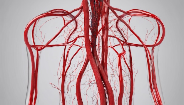 Foto 3d-weergave van het menselijke bloedsomloopstelsel