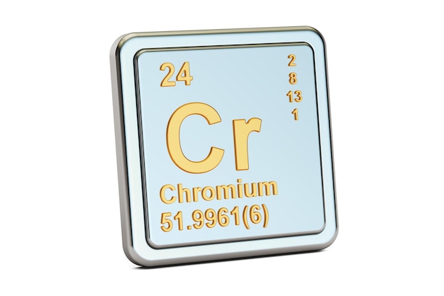 3D-weergave van het teken van het chemische element chroom Cr