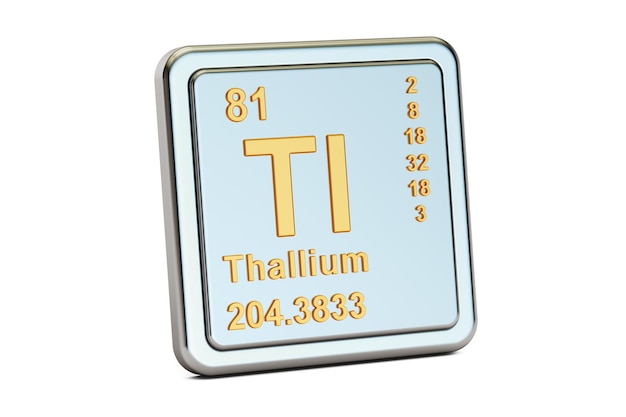 Foto 3d-weergave van het teken van het chemische element thallium tl