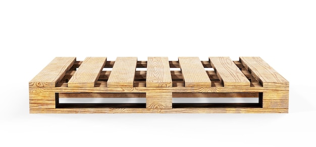 3D-weergave van houten pallets op een witte achtergrond