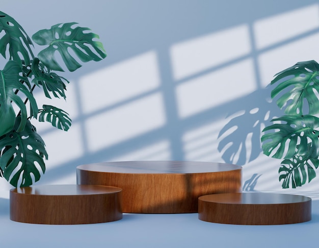 3D-weergave van houten podium mockup product