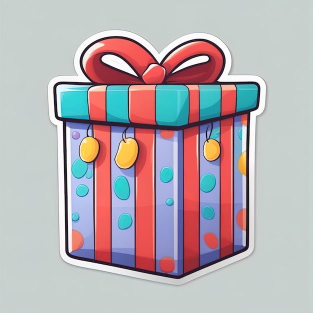 3D-weergave van kerstcadeau icongift box met happy birthday icoon