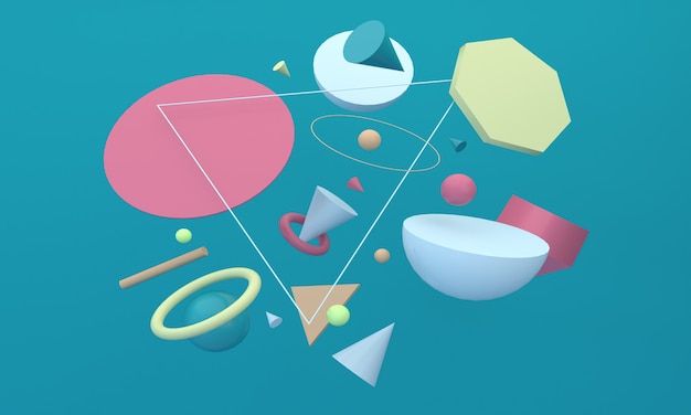 3D-weergave van kleurrijke geometrische vormen